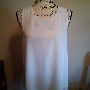 Nordstrom Pleione White Relaxed Sheer Shell Sleeveless Top